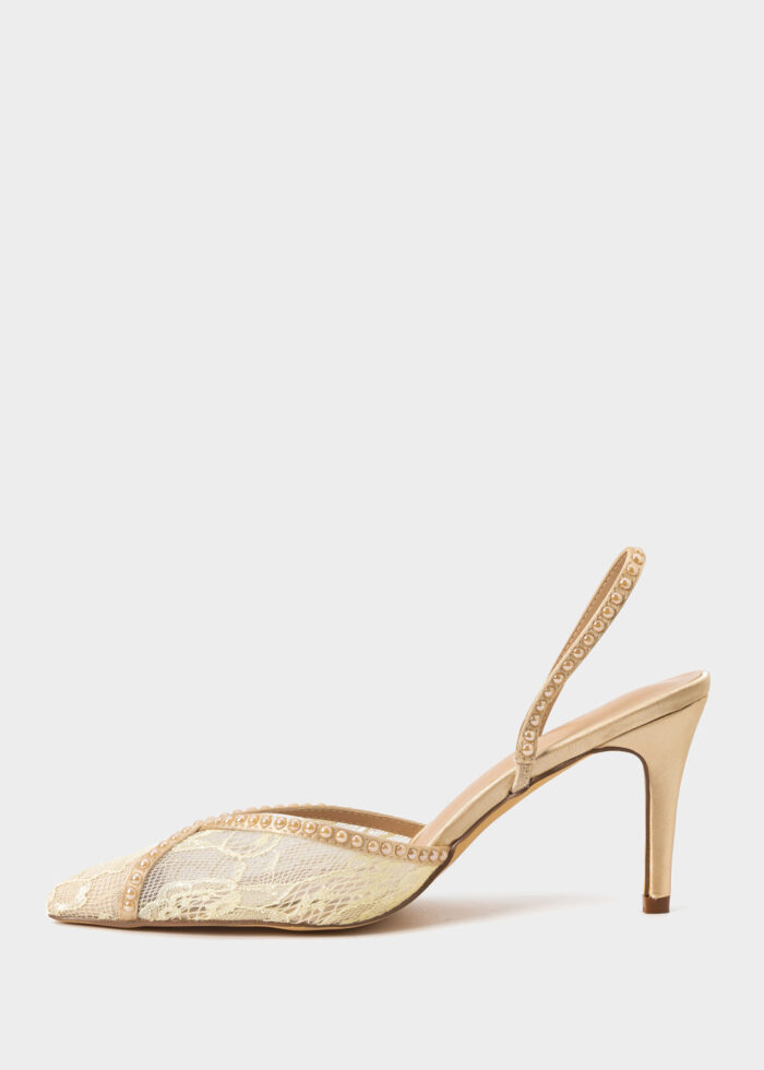 Women Mesh Embroidery Fabric Heels Sandal - Image 5