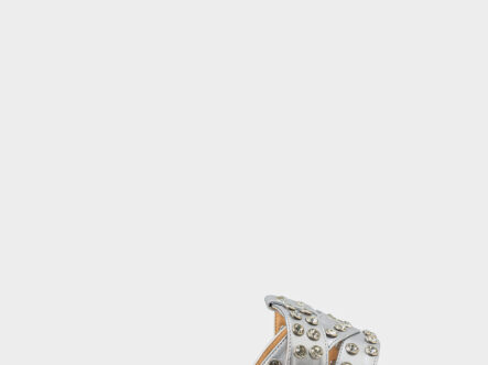 Women Leather Strass Decor Slipper