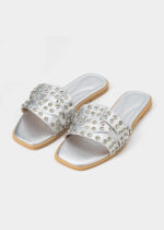 Women Leather Strass Decor Slipper - Image 2