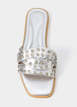 Women Leather Strass Decor Slipper - Image 3