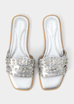 Women Leather Strass Decor Slipper - Image 4