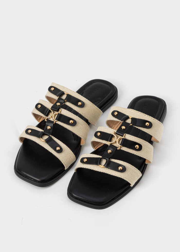 Women Fabric and Leather Slipper - Image 2