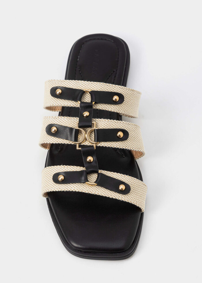 Women Fabric and Leather Slipper - Image 3