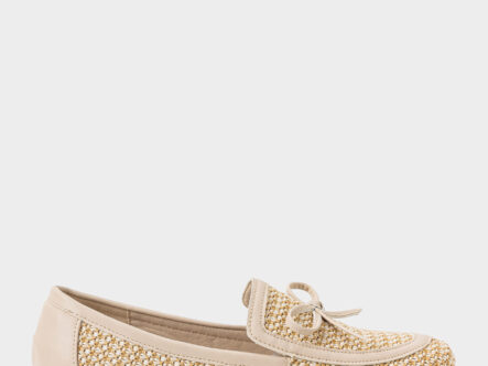 Women Straw and Leather Ballerina Shoes