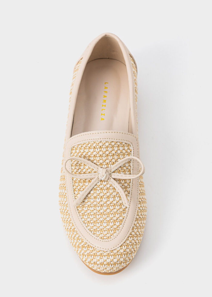 Women Straw and Leather Ballerina Shoes - Image 3
