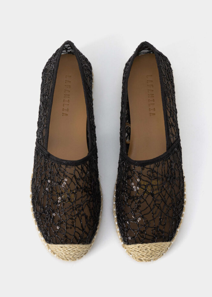 Women Mesh Embroidery Fabric Ballerina Shoes - Image 4