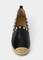 Women Leather and Straw Ballerina Shoes - Image 3