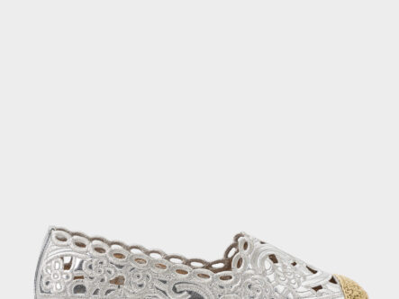 Women Embroidery Leather and Straw Ballerina Shoes