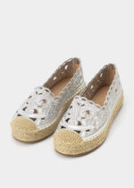 Women Embroidery Leather and Straw Ballerina Shoes - Image 2