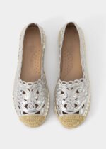 Women Embroidery Leather and Straw Ballerina Shoes - Image 4