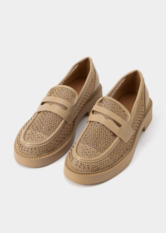 Women Mesh Fabric Strass Decor Topsider - Image 2