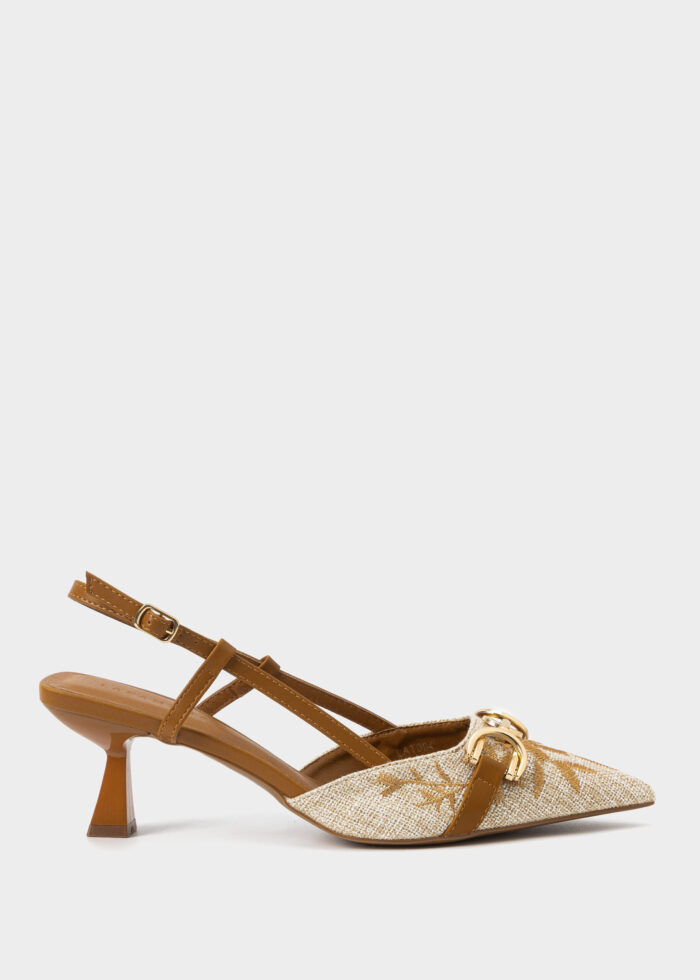 Women Embroidery Fabric Heels Sandal - Image 1