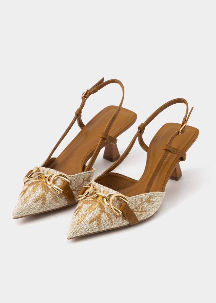 Women Embroidery Fabric Heels Sandal - Image 2