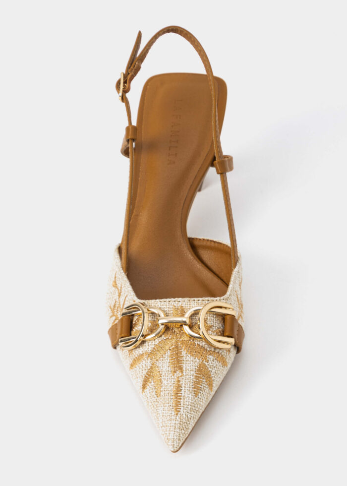 Women Embroidery Fabric Heels Sandal - Image 3