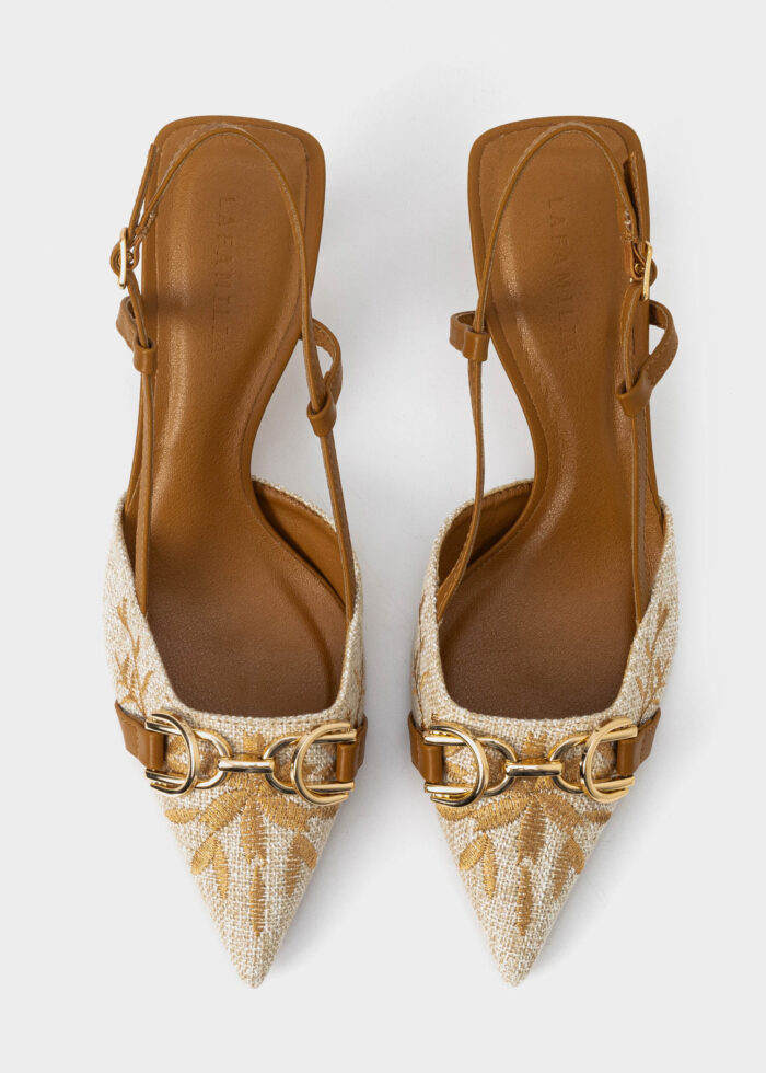 Women Embroidery Fabric Heels Sandal - Image 4