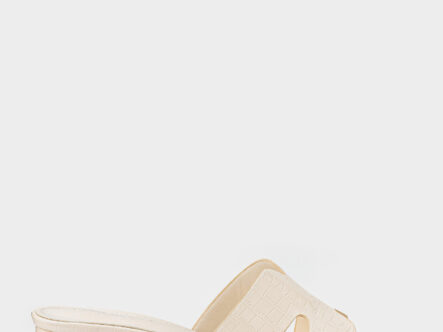 سليبر نسائي كعب جلد بنقش