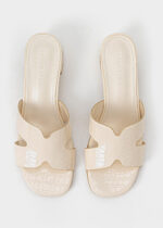 Women Patterned Leather Heels Slipper - Image 4