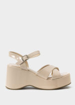 صندل نسائي كعب جلد لامع