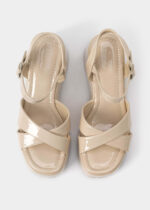 ⁦صندل نسائي كعب جلد لامع⁩ - الصورة ⁦4⁩