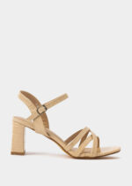 صندل نسائي كعب جلد بنقش