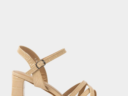 صندل نسائي كعب جلد بنقش