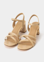 ⁦صندل نسائي كعب جلد بنقش⁩ - الصورة ⁦2⁩