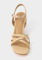 ⁦صندل نسائي كعب جلد بنقش⁩ - الصورة ⁦3⁩