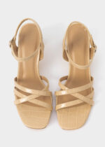 ⁦صندل نسائي كعب جلد بنقش⁩ - الصورة ⁦4⁩