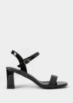 صندل نسائي كعب جلد لامع