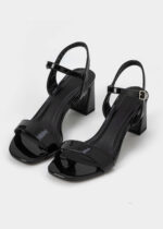 ⁦صندل نسائي كعب جلد لامع⁩ - الصورة ⁦2⁩