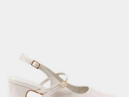 صندل نسائي كعب جلد لامع