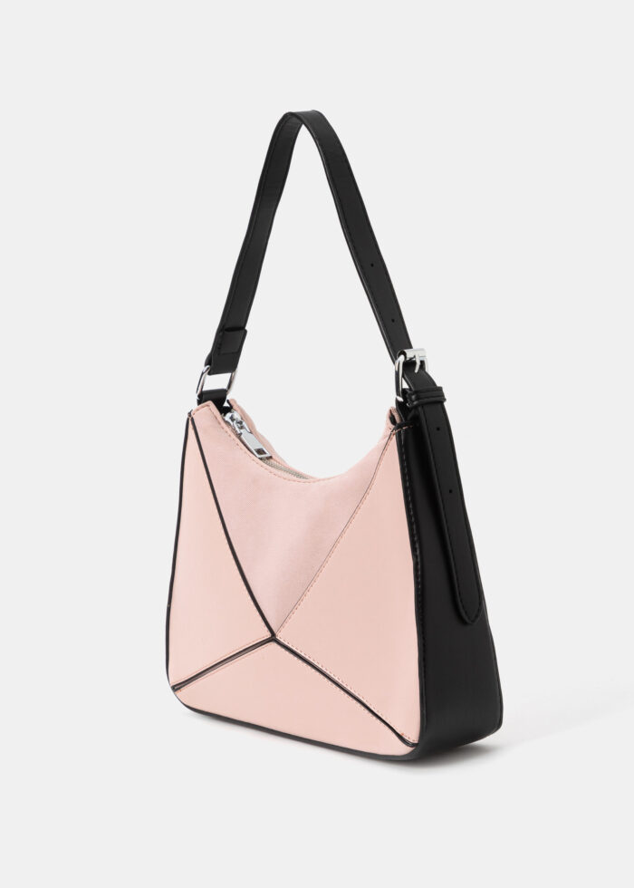 Women Leather and Fabric Bag - Image 2