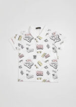 Kids Boy Writings Printed Polo Shirt - Image 2