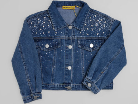 Kids Girl Strass Decor Jeans Jacket