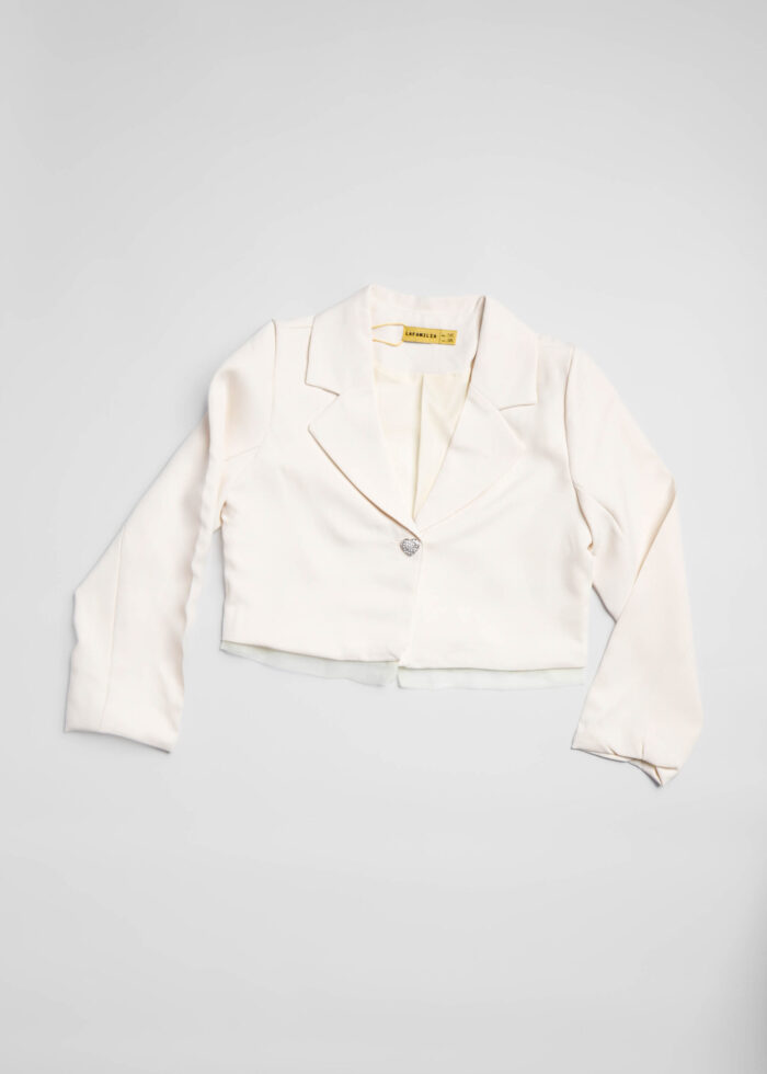 Kids Girl Cropped Plain Blazer - Image 2