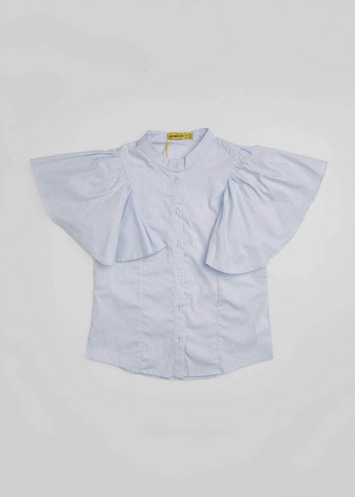 Kids Girl Ruffled Decor Shirt - Image 1