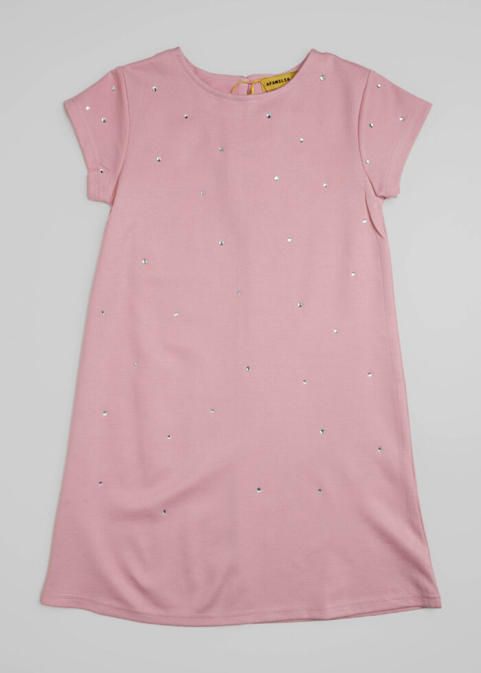 Kids Girl Strass Decor Short Dress - Image 1