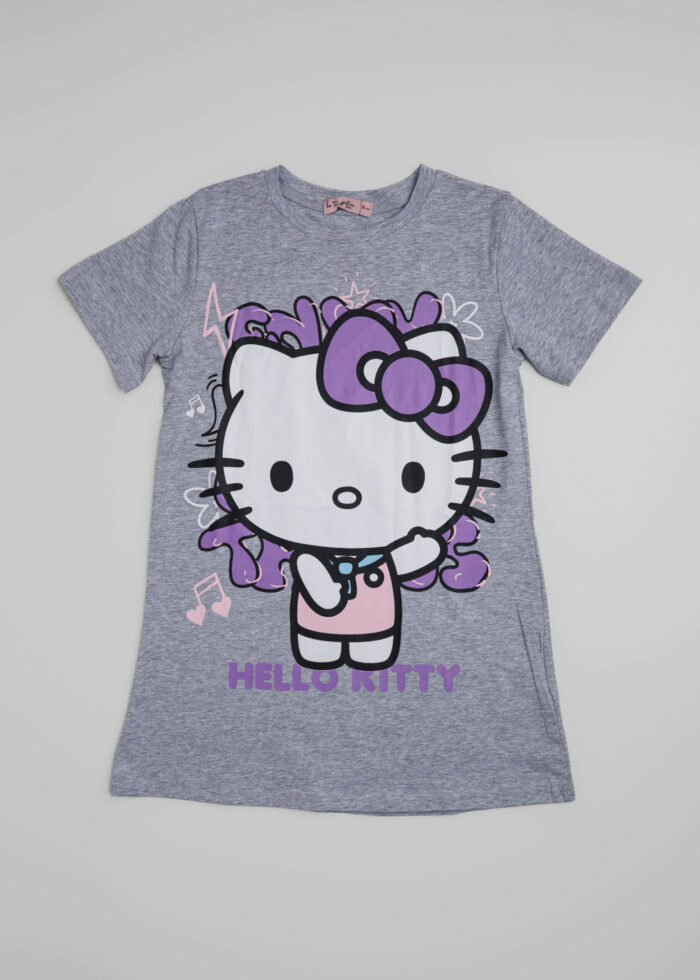 Kids Girl Hello Kittey Printed Sleeping Dress - Image 1
