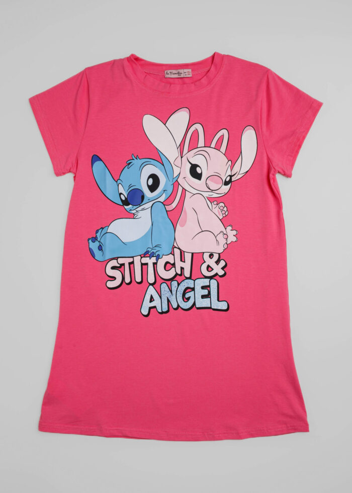 Kids Girl Stitch Printed Sleeping Dress - Image 1