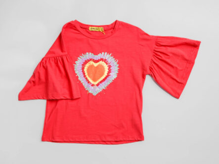 Kids Girl Colorful Heart Printed T-Shirt