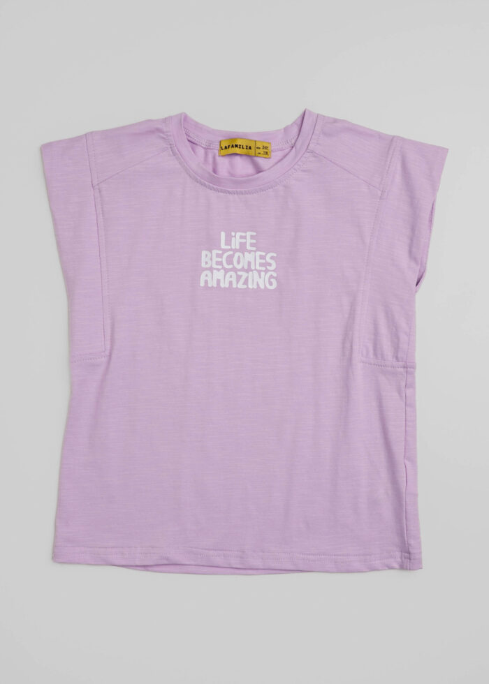 Kids Girl "Life Become Amazing" Printed T-Shirt - Image 1