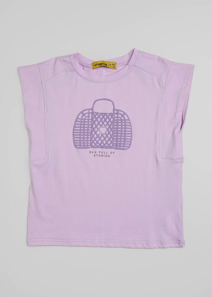 Kids Girl "Bag Full of Stories" Printed T-Shirt - Image 2