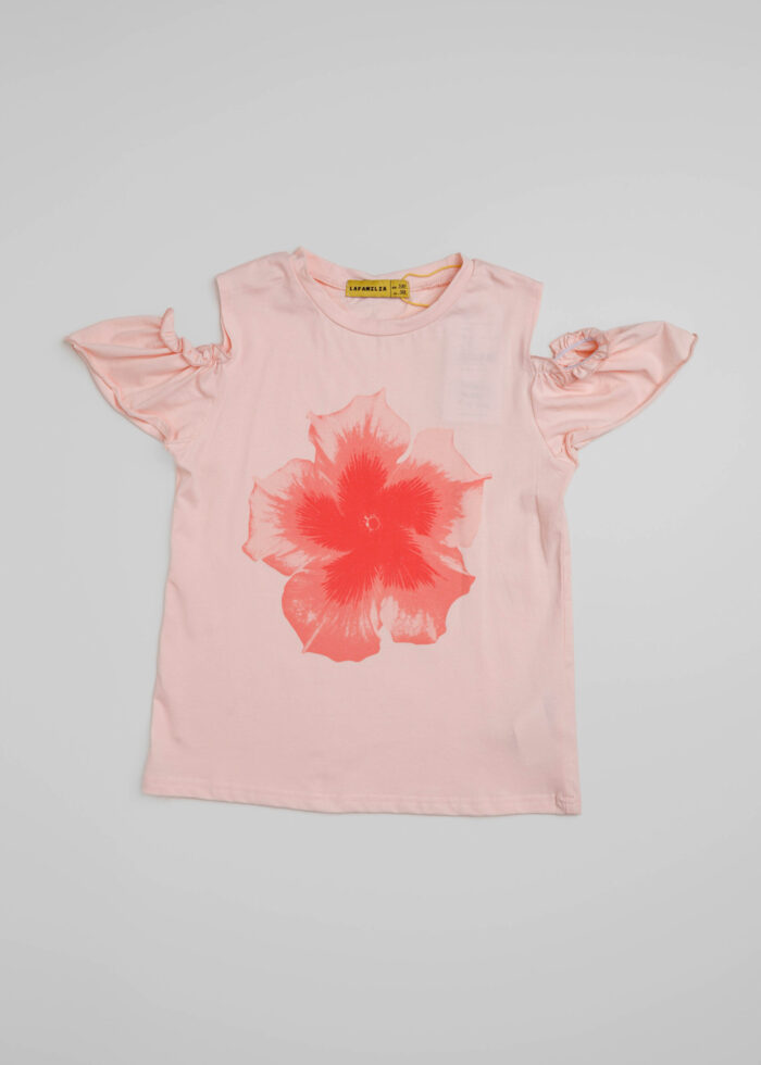 Kids Girl Flower Printed T-Shirt - Image 1
