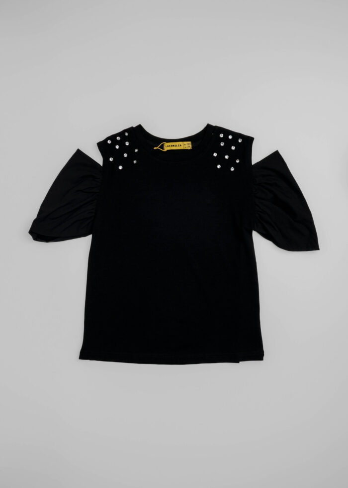 Kids Girl Strass Decor T-Shirt - Image 2
