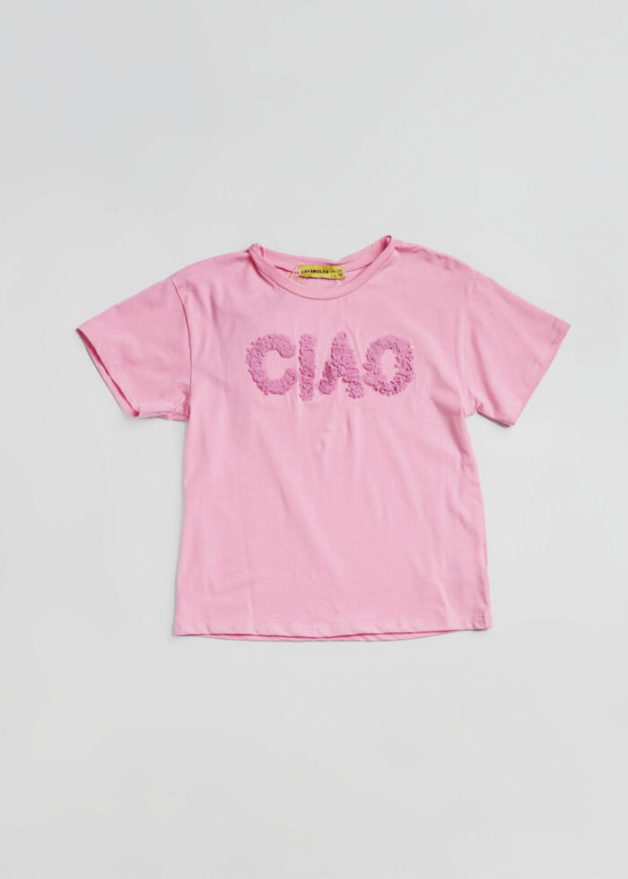 ⁦تيشيرت أطفال بناتي بطباعة "CIAO"⁩ - الصورة ⁦1⁩