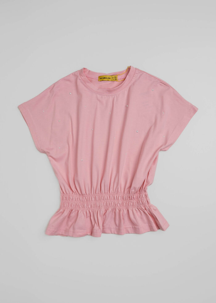 Kids Girl Pearls Decor T-Shirt - Image 1