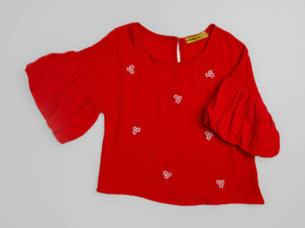 Kids Girl Patterned Embroidery T-Shirt