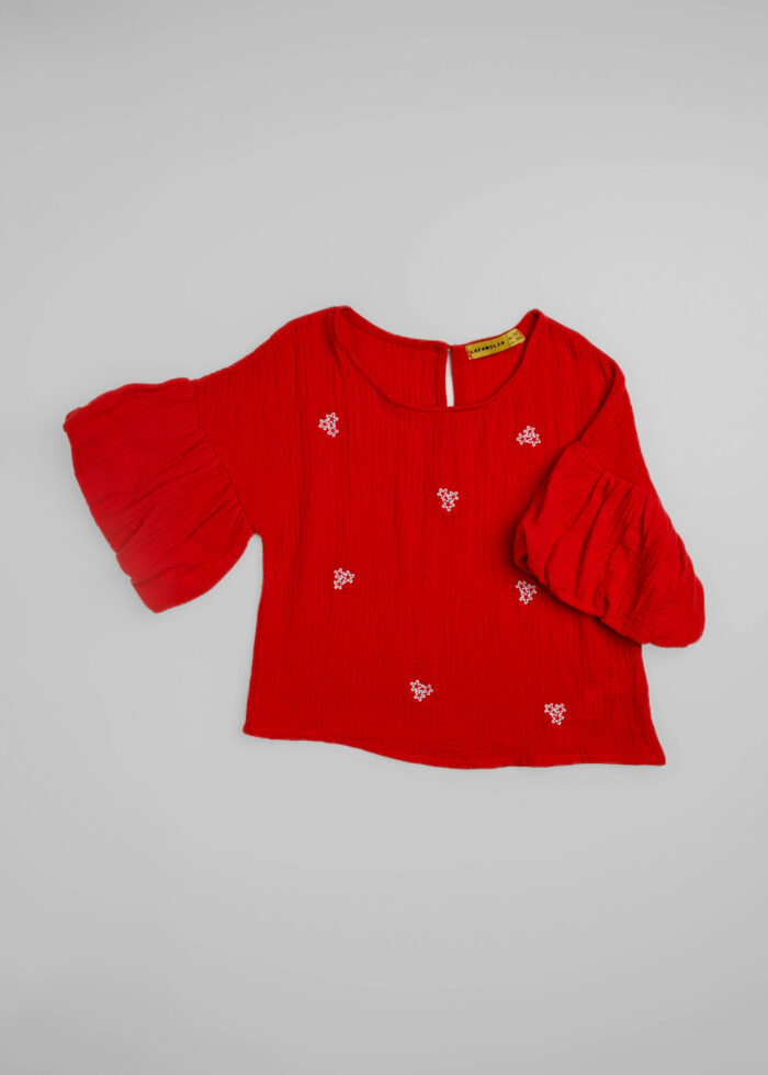 Kids Girl Patterned Embroidery T-Shirt - Image 1