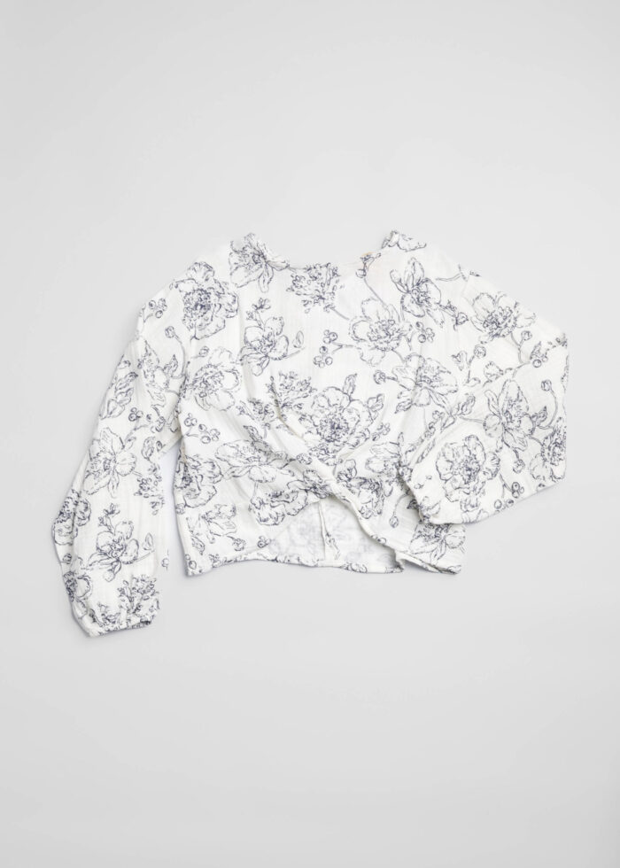 Kids Girl Flowers Decor Blouse - Image 2