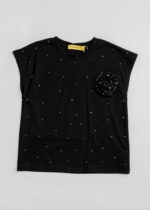 Kids Girl Strass with Flower Decor T-Shirt - Image 2